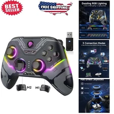 Enhanced Wireless Bluetooth Gaming Controller with RGB Lighting - PC & Switch