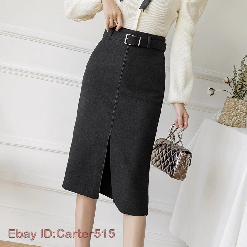 Midi pencil skirt top with front split