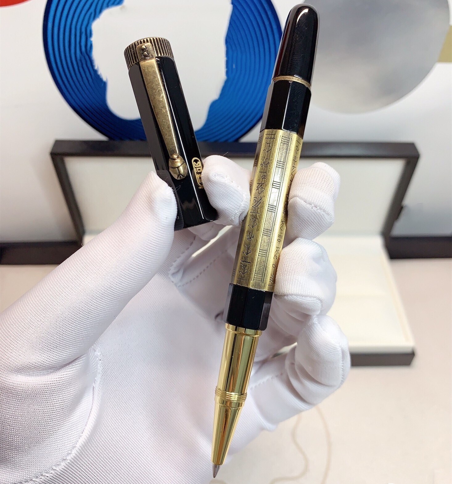 Deluxe Egypt-Two-Tones Series Black - Gold Color 0.7mm Rollerball Pen No Box