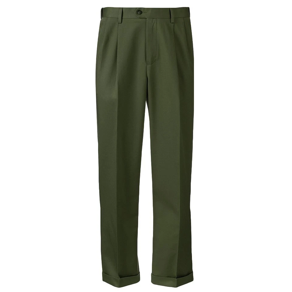 New Men Croft & Barrow Classic-Fit No-Iron Pleated Pants Airforce Green MSRP $60 - Image 2 of 2