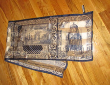 Ellen Tracy Blue Ivory Roman Architecture 100 Silk Oblong Scarf 57"