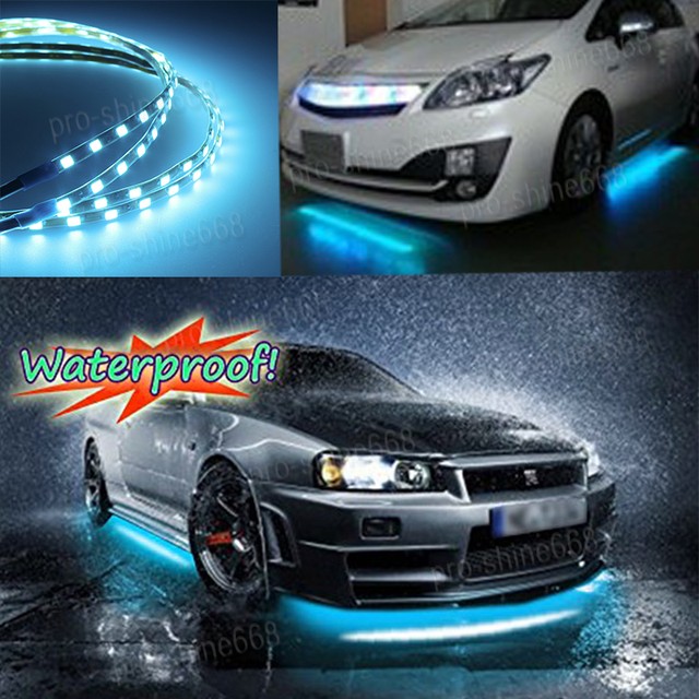 4pcs 8K ICE BLUE LED Strip Under Car Underglow Underbody System Neon