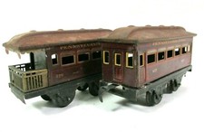 Due carrozze passeggeri Bing Pennsylvania Lines 529 e 617 vintage modellismo ferroviario B67-7