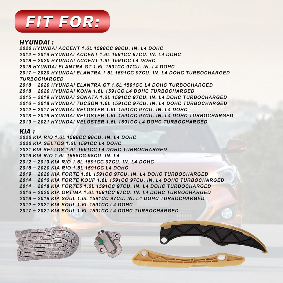 Kit de cadena de distribución VVT engranaje para Kia Sportage Soul Rio Forte Carens 2010-2019 1,6 L Foto 3 de 4