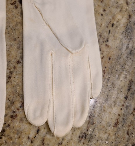 Vintage Womens Size M/L Off White Cotton Formal 11.5" Long Gloves Millan *stains - Picture 9 of 23