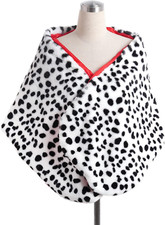 Dalmatian Scarf Women Faux Dalmation Stole Black White Coat Fancy Dress Costume
