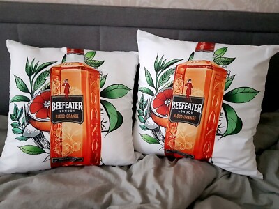 2x Beefeater Blutorange Gin Kissenbezug Kissenhülle 18'' 45x45cm Party Geschenk
