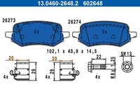 Ate 13.0460-2648.2 Bremsbelagsatz, Scheibenbremse FüR Ford