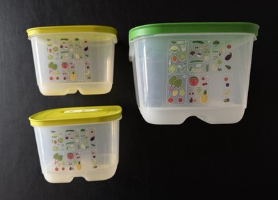 3 Piece Set Vintage Tupperware FridgeSmart Vented Produce Storage Containers