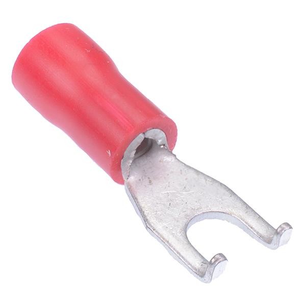 25 x Red 3.7mm Insulated Flanged Fork Crimp Terminal