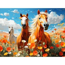 Horse Diamond Art Kits for Adults, 5D Flowers Diamond Painting Kits for Beginner
