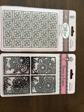 hot off the press Embossing Folders Lot Of 2 Woven Lattice And Flowers In Frames