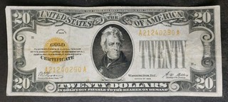 1928 $20 United States Gold Certificate Small Note
