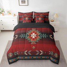 Size Southwest Native Design 7 Piece Bedding Set Southwestern Twin Red Green