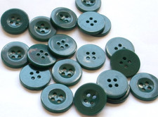 LOT OF 19 GREEN COLOR 4 HOLE 5/8th inch raised edge BUTTONS, NEW