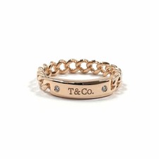 TIFFANY & Co. Tiffany Micro Link 2P Ring 18K Pink Gold/Diamond 9 Gold Women's