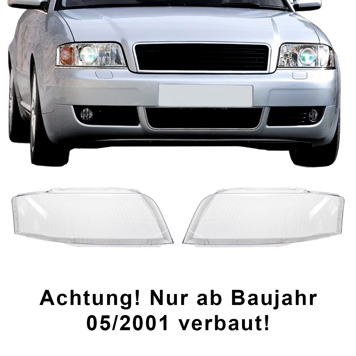 Für Audi A6 C5 4B Scheinwerfer Glas Abdeckung Linse