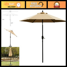 7.5' Patio Umbrella Outdoor Market Umbrella with Tilt Crank, 6 Ribs - Tan