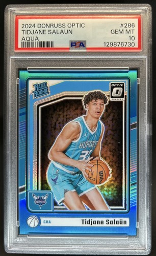 2024-25 Donruss Optic Tidjane Salaun Aqua Prizm RC Rated Rookie #/225 PSA 10