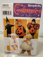 Simplicity 3605 Toddler Costume Pattern Lamb Pumpkin Witch Ladybug 1/2-4 Uncut