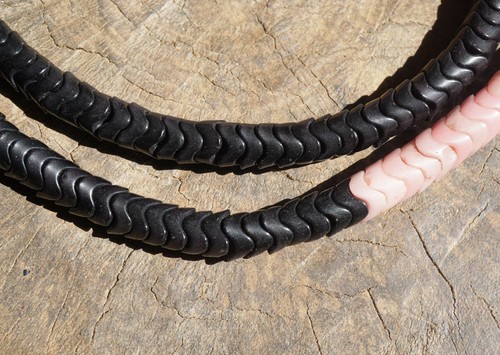 Vintage Black African Snake Beads (8mm) Glass Spacer Beads (2862S017)
