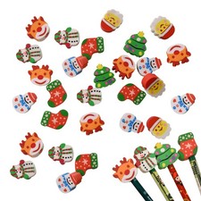 42pcs Christmas Eraser Toppers For Kids Boys Girls Mini Christmas Eraser Tops Bu