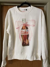 NWT The Laundry Room Diet Coke Bow White Pullover Sweatshirt Size SMALL