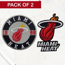 2Pcs Miami Heat NBA Basketball Team Logo Iron On Patch - Sew Patch - Embroidered