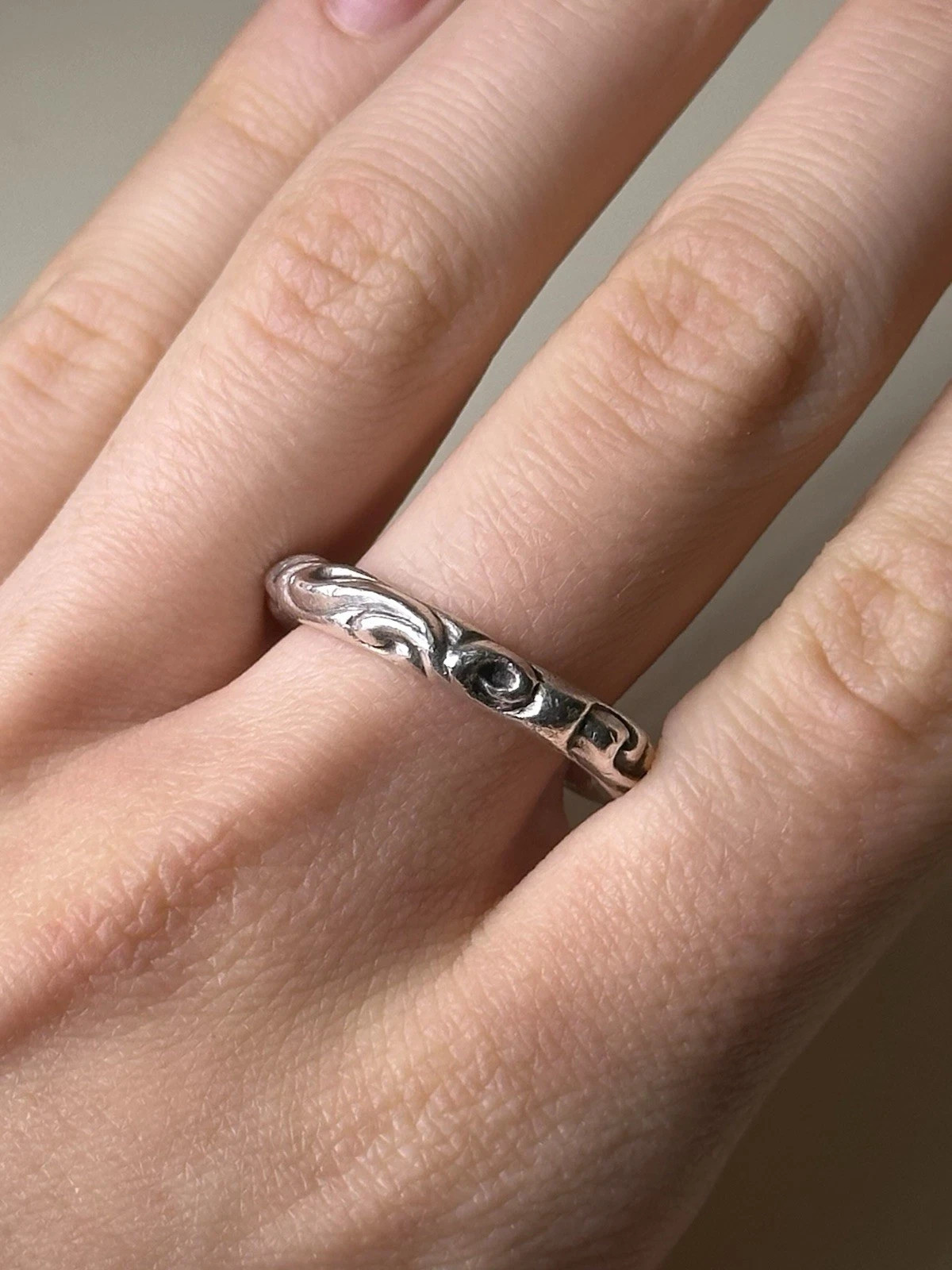 Solid Chrome Hearts Steeling Silver 925 Scroll Ba… - image 1