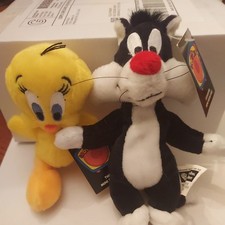 1999 Warner Bros Studio Store Sylvester Tweety Mini Bean Bag Plush With Tags