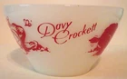 VTG FIRE KING DAVY CROCKETT W/BEAR BOWL MILK GLASS ax