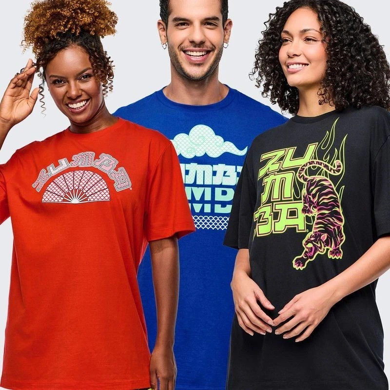 Zumba Eastern Flavor Tees - Choose Red, Blue or Black New! | eBay