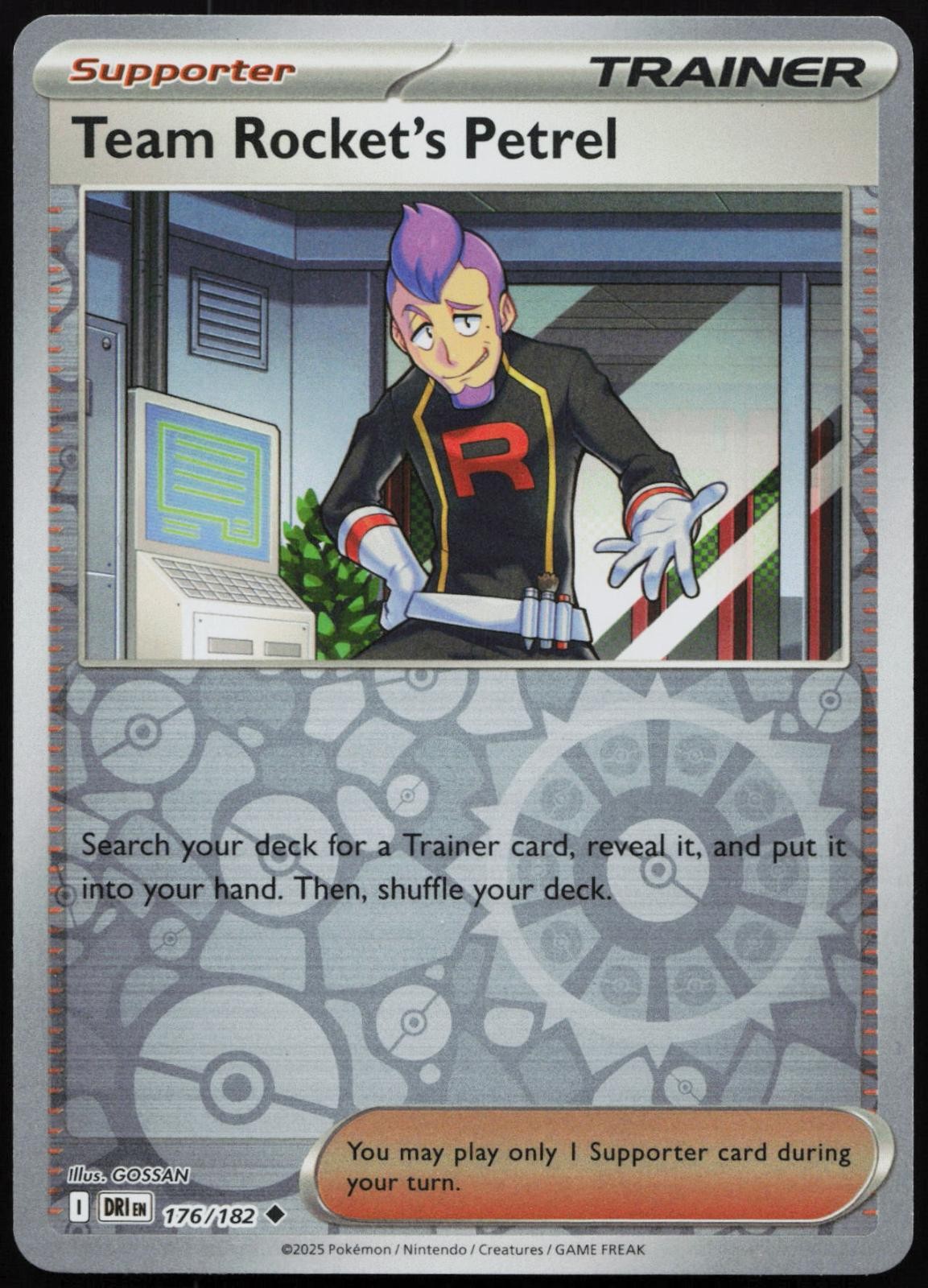 Team Rocket's Petrel 176/182 Uncommon Destined Rivals Pokemon Reverse Holo NM