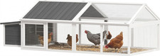 PawHut Poulailler Bois 4-8 Poules XXL Nichoir Porte Toit Ouvrable Blanc