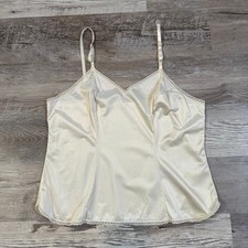Vintage Vanity Fair Satin Camisole Ivory Lace Trim Made USA 90s Large
