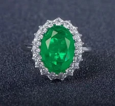 S925 Sterling Silver Green Austrian Crystal Adjustable Ring Brand New UK Seller.