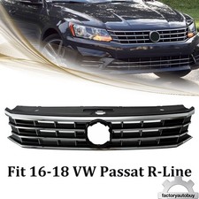Front Bumper Upper Grille Blackchrome For 2016-2018 Vw Volkswagen Passat R-line