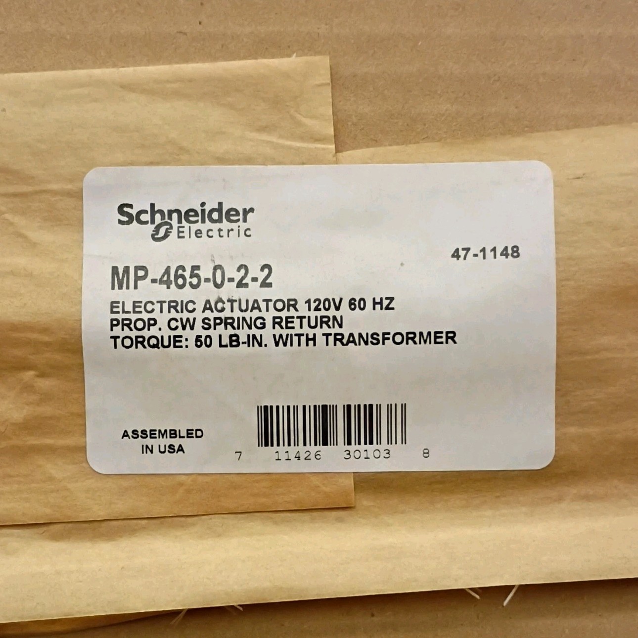 Schneider Electric MP-465-0-2-2 Spring Return Damper Actuator 120V