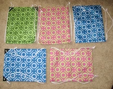 Lot of 5 Cinch Sack Drawstring Pack Totes Promotion Back Pack Party Bags 17 1/2"