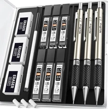 0.5 Mm Art Mechanical Pencil Set in Storage Case, 3 PCS Metal Draftin