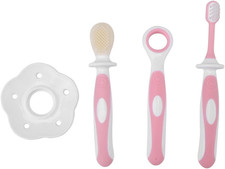 Teether Training Toothbrush Set for 6-12 Months, Soft Brush, Tongue Scraper, Gum