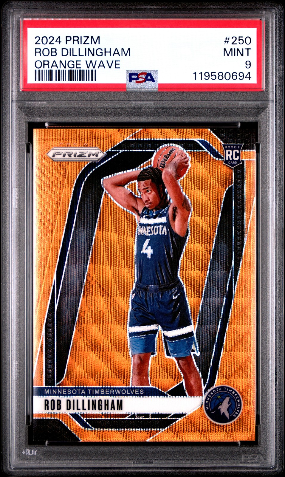 2024 PANINI PRIZM ORANGE WAVE #250 ROB DILLINGHAM 2/60 PSA 9
