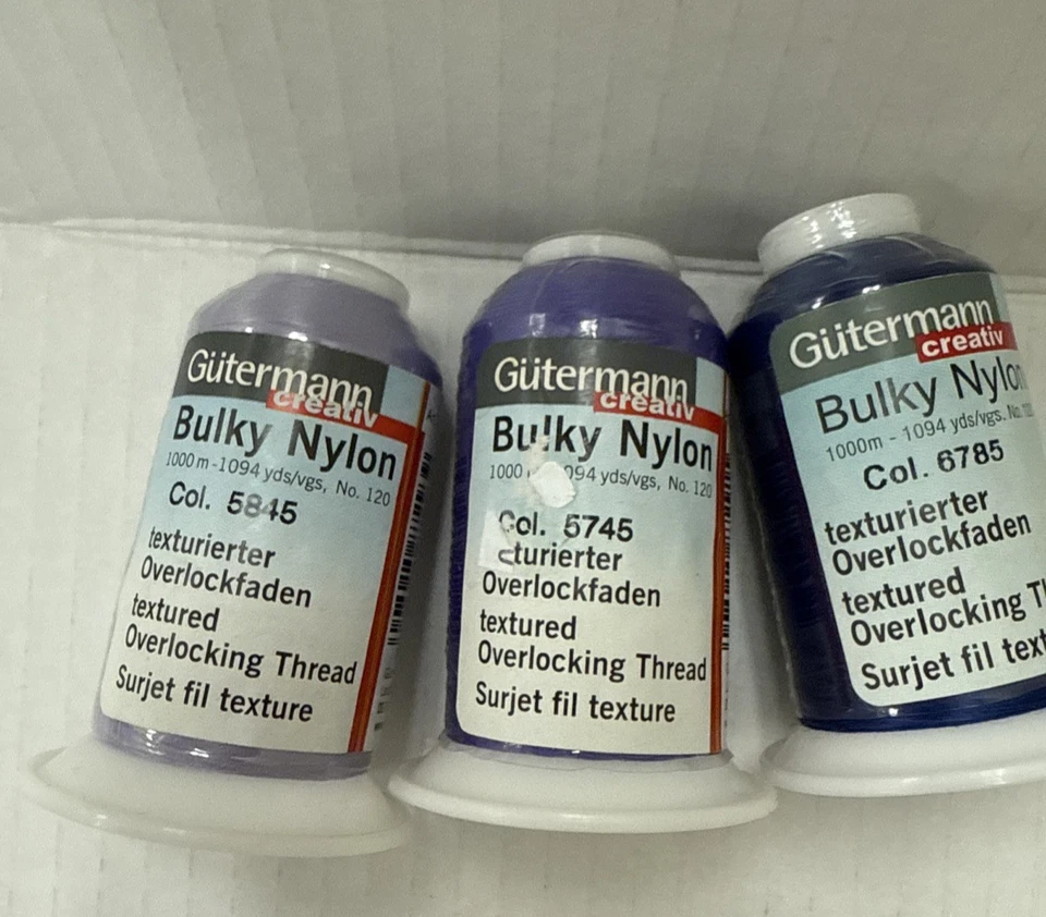 Lot of 5 Gutermann Bulky Nylon Thread Overlocking Textured Green Purple Cream - Image 2 of 4