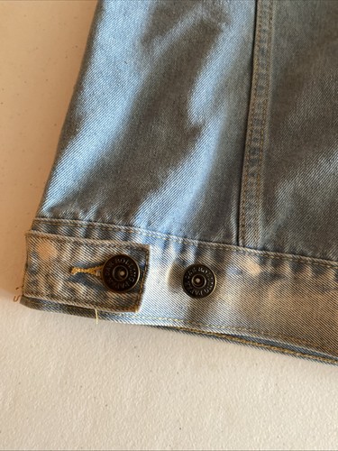 Chaleco de mezclilla azul sin mangas con bolsillo rasgado desgastado de papel de liar chaqueta pequeña - Imagen 10 de 15