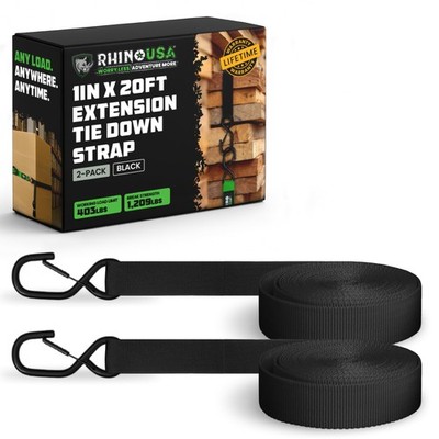 Rhino Usa 2 Pack Ratchet Strap Extension 20 Ft X 1 Inch Loops Every 5 Ft S-Hook