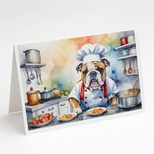 Caroline's Treasures English Bulldog The Chef Greeting Cards Pack of 8