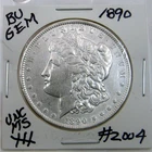 1890  MORGAN SILVER DOLLAR FROM ORIGINAL BANK BAG GEM BU US MINT #2004