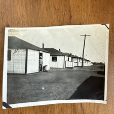 WW2 NAVY SAILOR STANDING OUTSIDE BARRACKS. Unique World War Two Snapshot Photo.