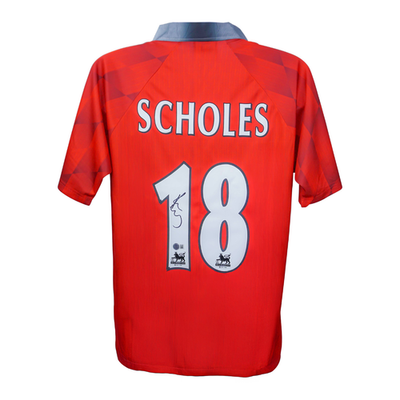 Paul Scholes サイン入り　ジャージ18番 Paul Scholes Signed Manchester United Soccer Jersey #18 with