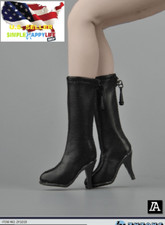 1/6 classic black leather boots Hollow / Phicen 12" female figure Hot toys  USA  